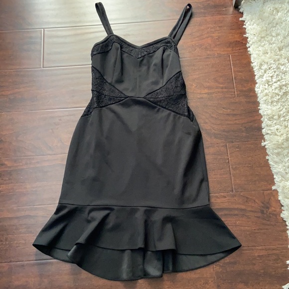 WHBM Flutter Hem Black Lace Insert Dress - Picture 6 of 8